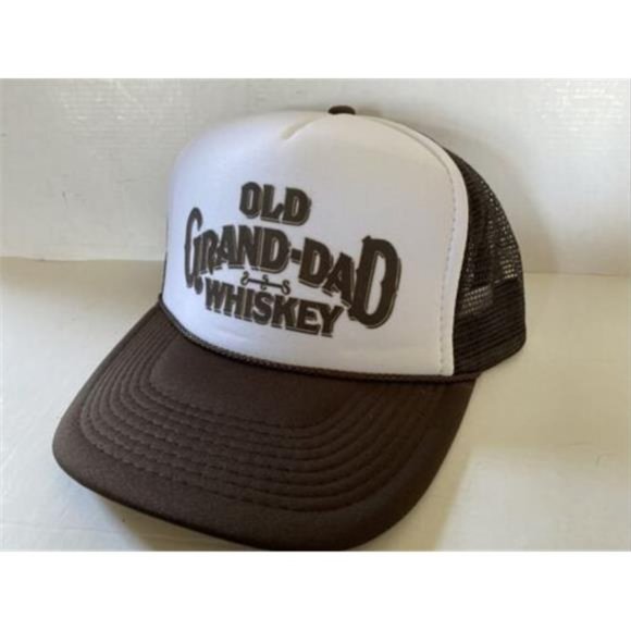 Retro Vintage Style Old Grand-dad Hat Whiskey Bourbon Party Trucker Cap Brown 70 - Picture 2 of 2